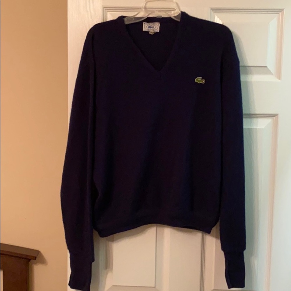 Vintage Izod Lacoste Navy Blue V-Neck Sweater